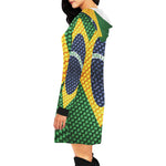 BRASIL FLAG All Over Print Hoodie Mini Dress