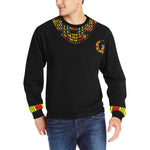 KENTE BLUE STRASS Men's Rib Cuff Crew Neck Sweatshirt