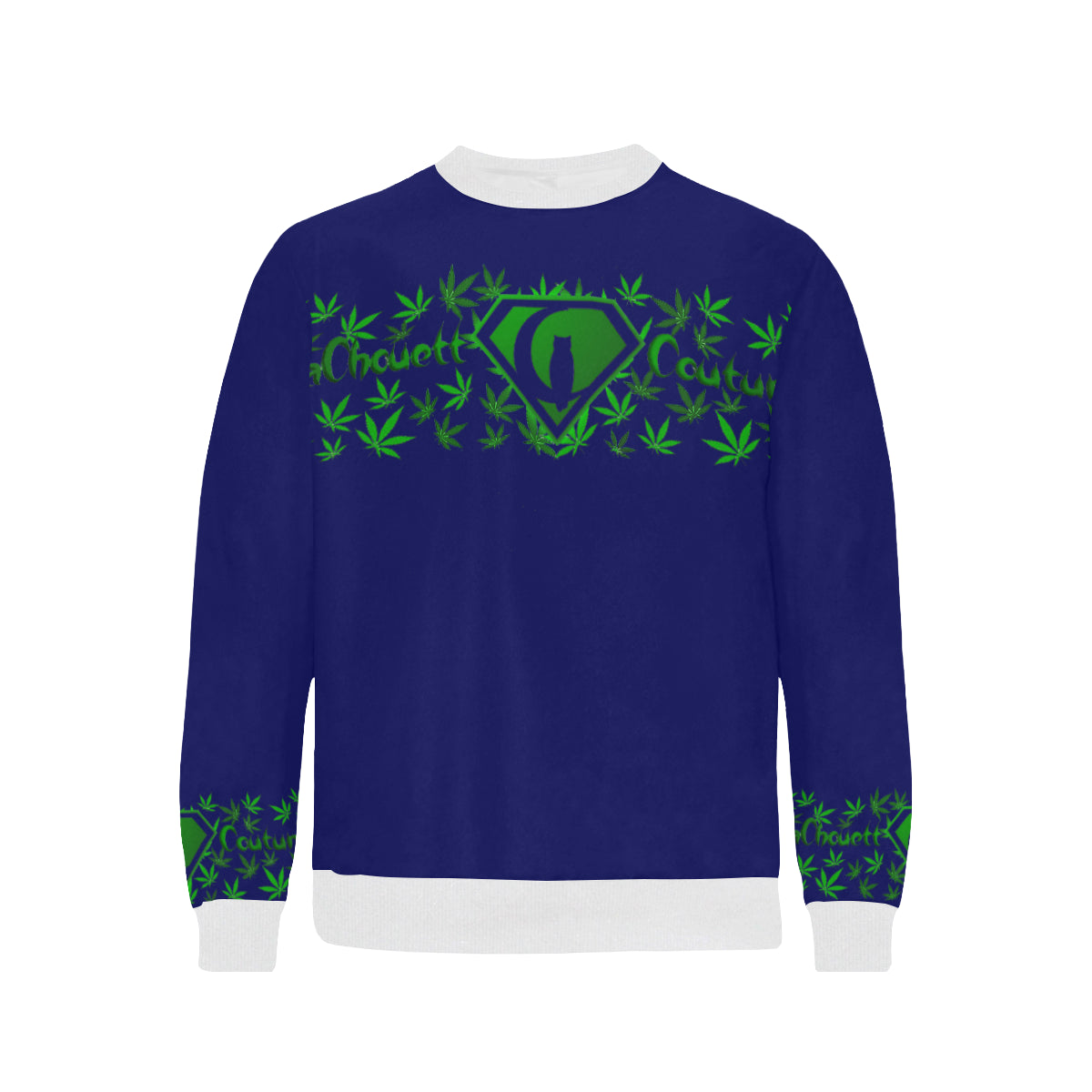 SUPER DANK BLUE Men's Rib Cuff Crew Neck Sweatshirt