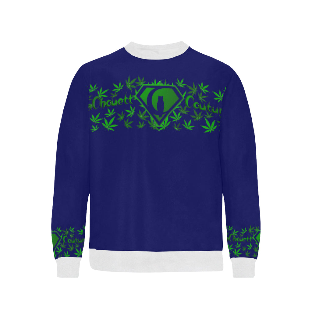 SUPER DANK BLUE Men's Rib Cuff Crew Neck Sweatshirt