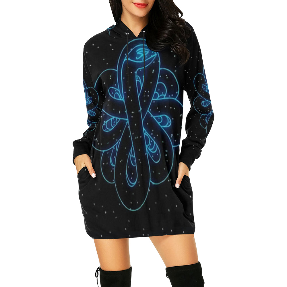SNAKE OF CREATION WADJET All Over Print Hoodie Mini Dress (Model H27)
