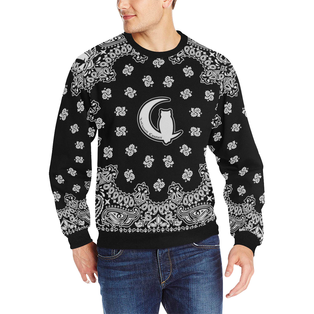 BANDANA BLACC Men's Rib Cuff Crew Neck Sweatshirt