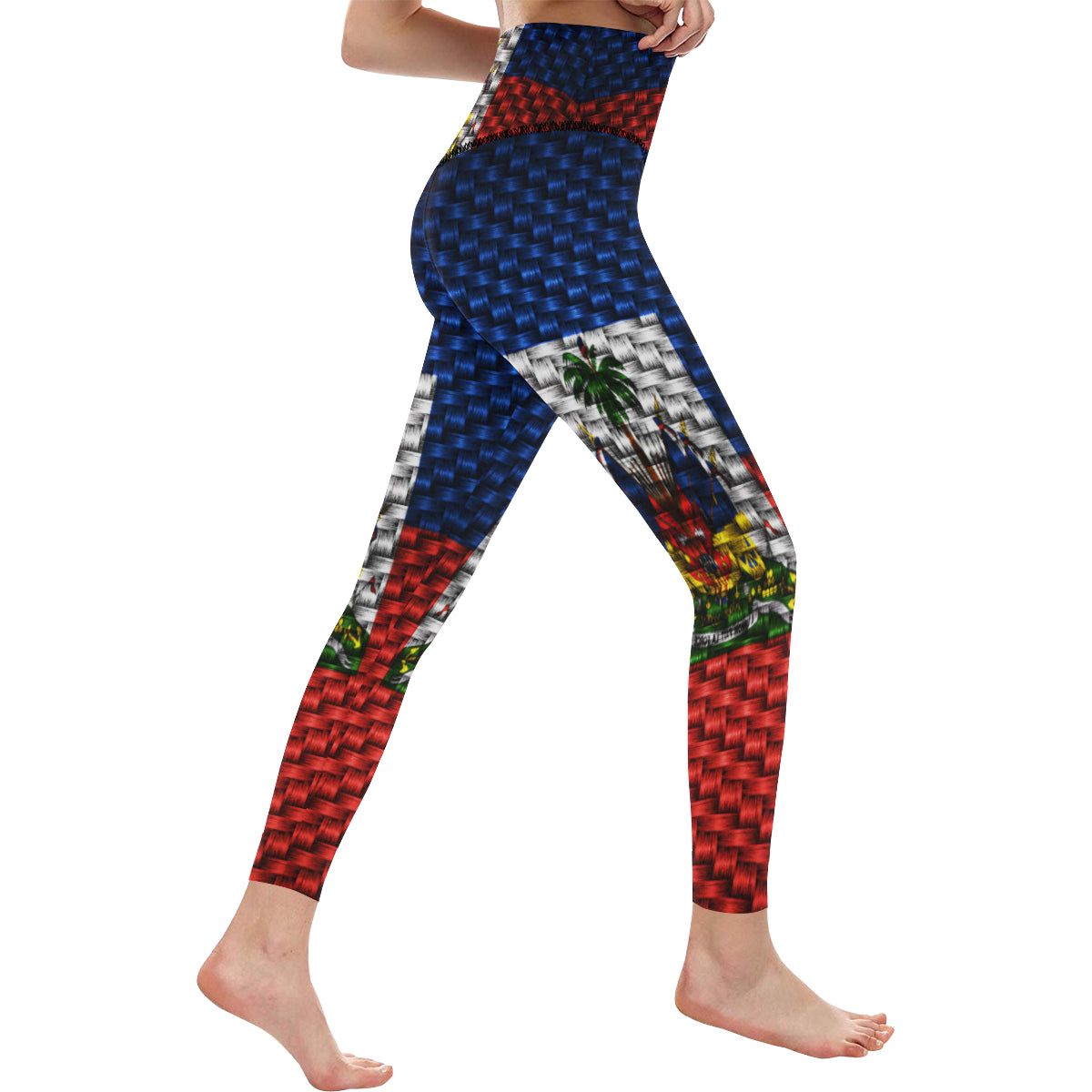 HAITI FLAG All Over Print High-Waisted Leggings (Model L36)