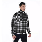 FLEXIN PLAID GREY Men's Stand Collar Jacket