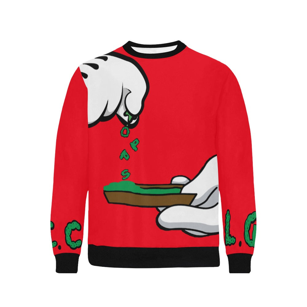 BURN THE OPPS Rib Cuff Crew Neck Sweatshirt