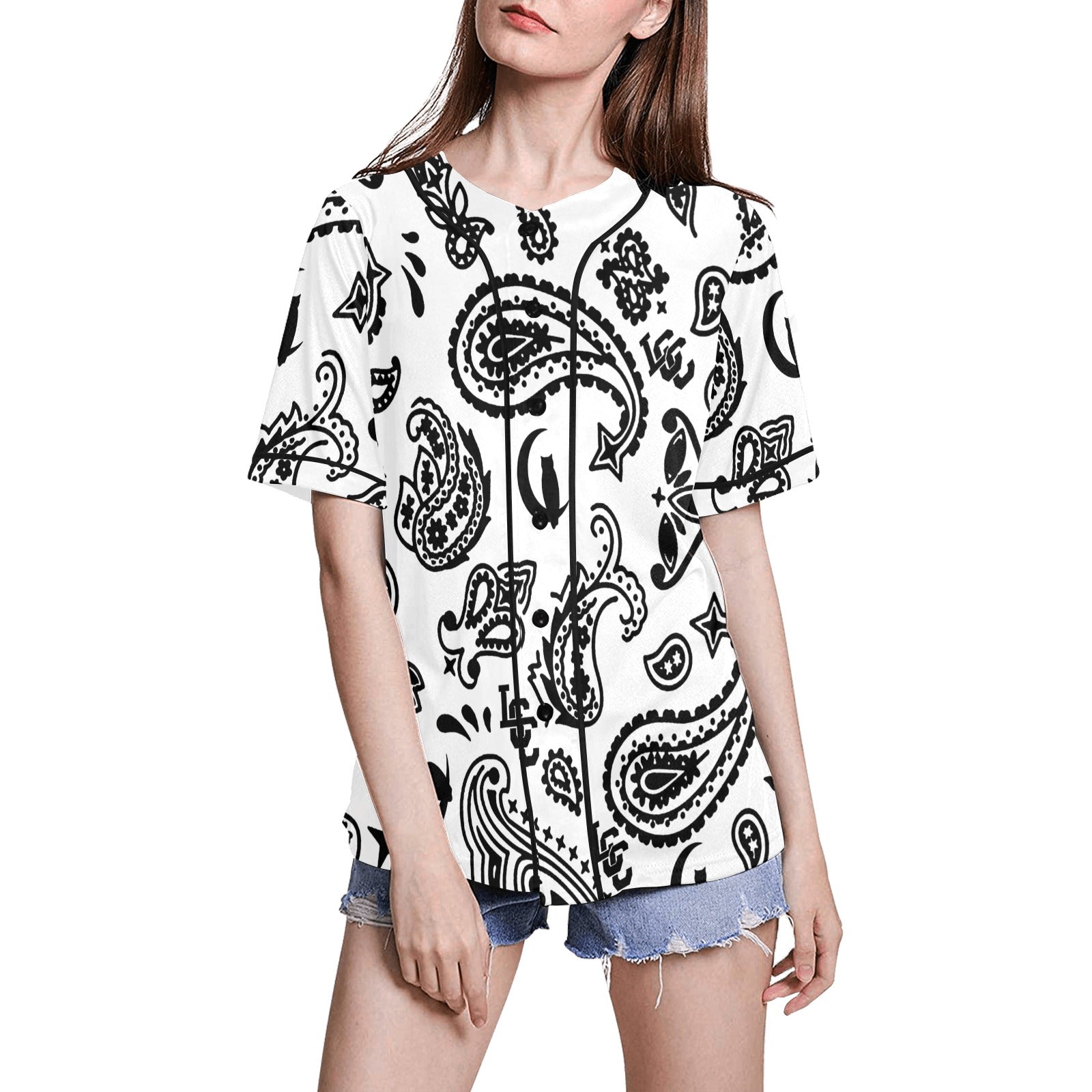 BANDANA PAISLEY All Over Print Baseball Jersey for Women