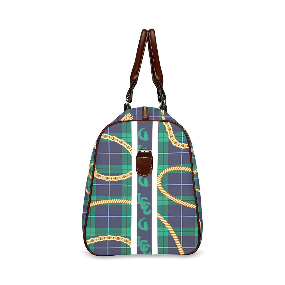 PLAID IN GOLD Waterproof Travel Bag/Large