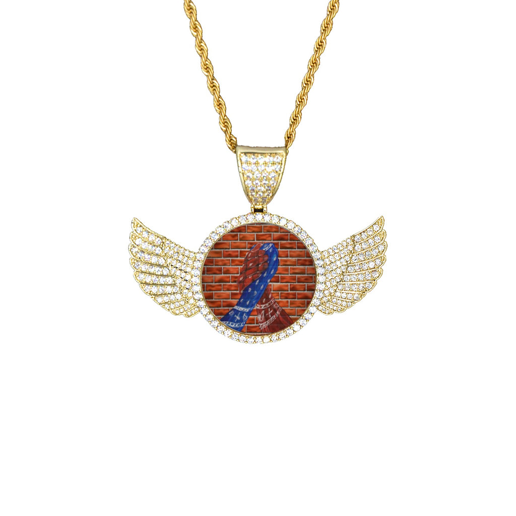 GANG PEACE Wings Gold Pendant with Rope Chain