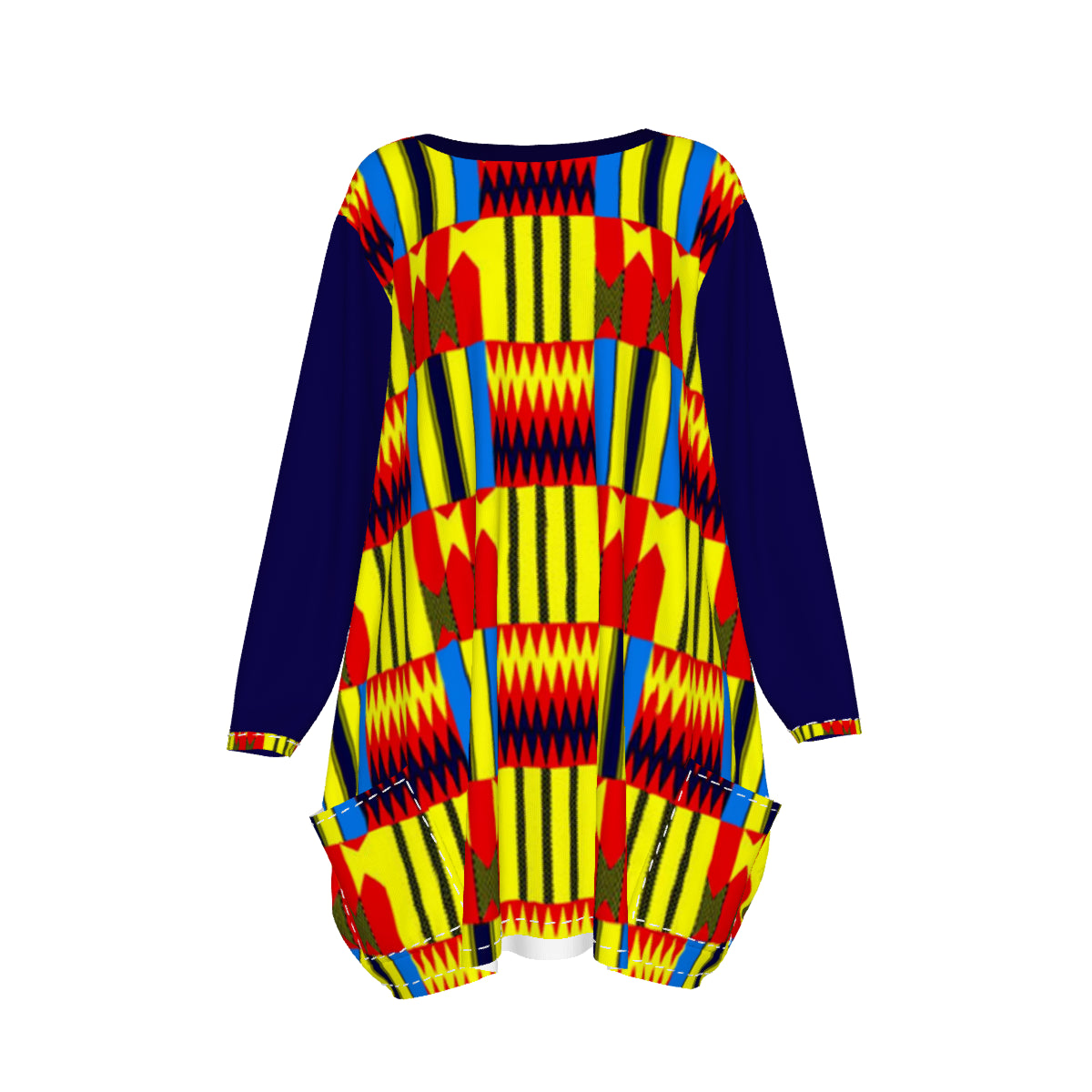 KENTE BLUE  Women's Loose Crew Neck shirt