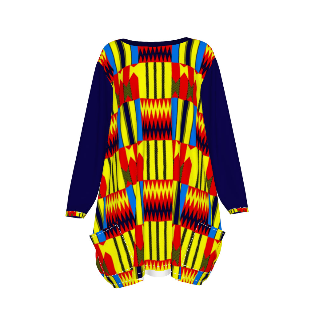 KENTE BLUE  Women's Loose Crew Neck shirt