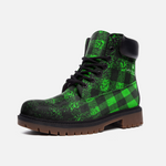 DUSTY PLAID GREEN Casual Leather  boots TB