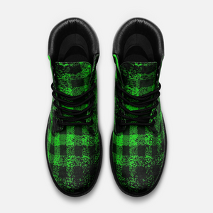 DUSTY PLAID GREEN Casual Leather  boots TB