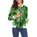 INFINITY GREEN COSMOS All Over Print Bomber Jacket for Women