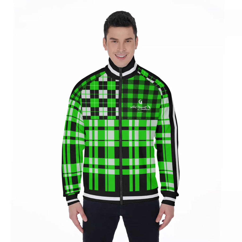 FLEXIN PLAID FLUO Men's Stand Collar Jacket