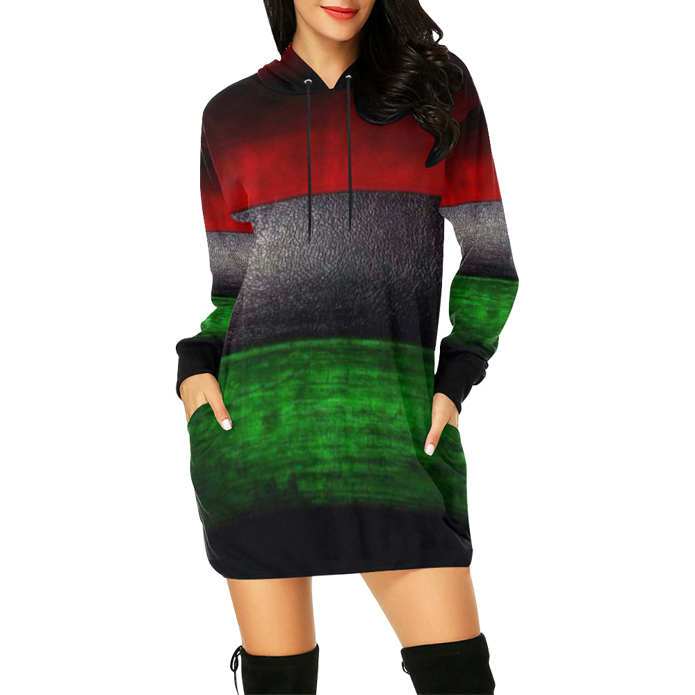 RBG GRUNGE All Over Print Hoodie Mini Dress (Model H27)