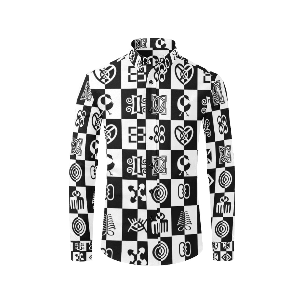 ADINKRA PUZZLE Men's All Over Print Casual Dress Shirt