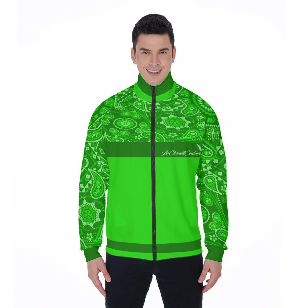 BANDANA VIRAL GREEN Stand Collar Jacket