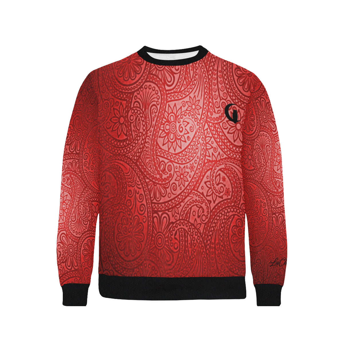 LUXURY GANG Bs' UP Men's Rib Cuff Crew Neck Sweatshirt