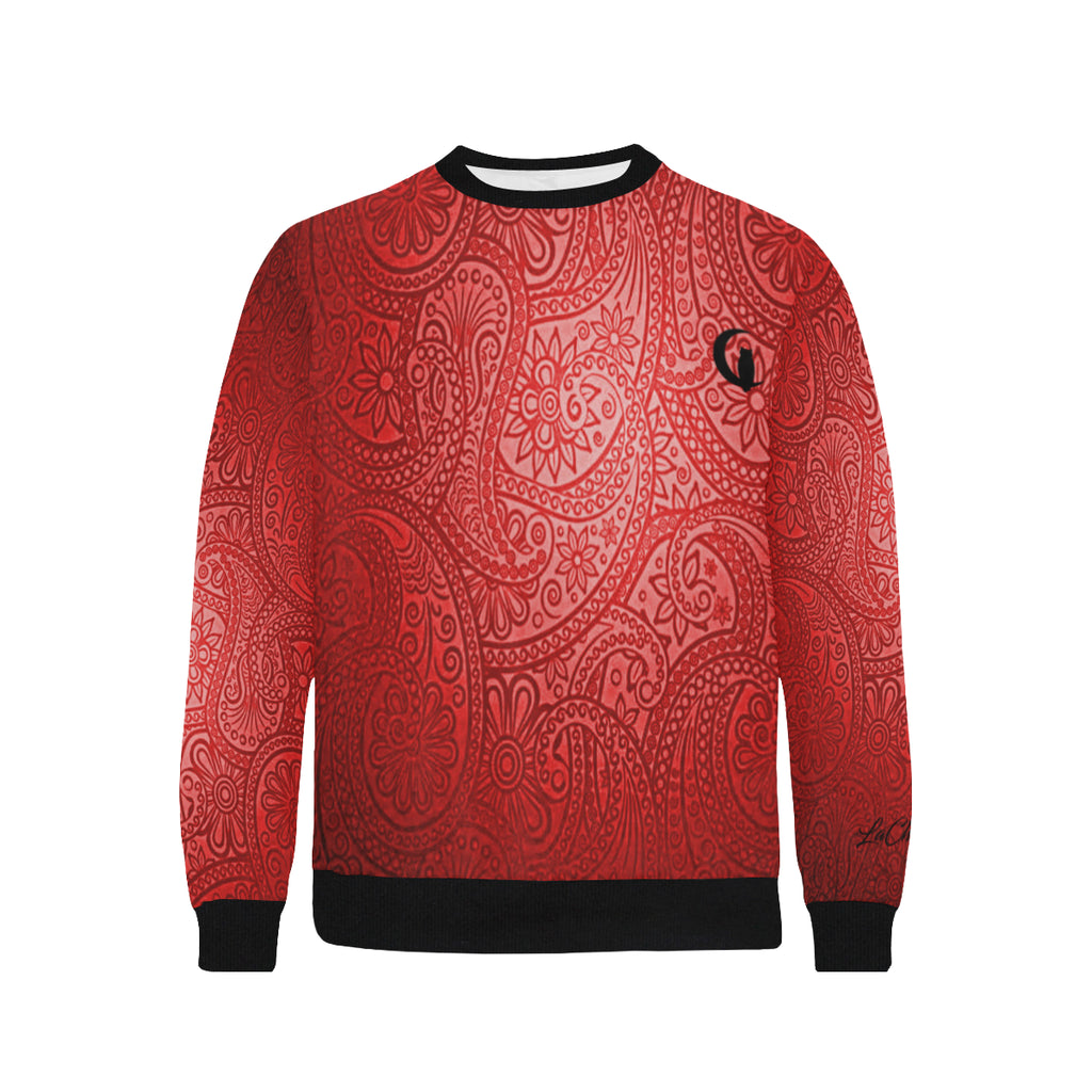 LUXURY GANG Bs' UP Men's Rib Cuff Crew Neck Sweatshirt