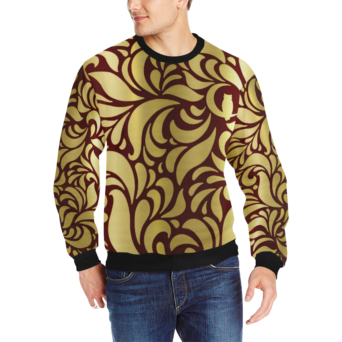 GORGIOUS BRDX LEAF Men's Rib Cuff Crew Neck Sweatshirt