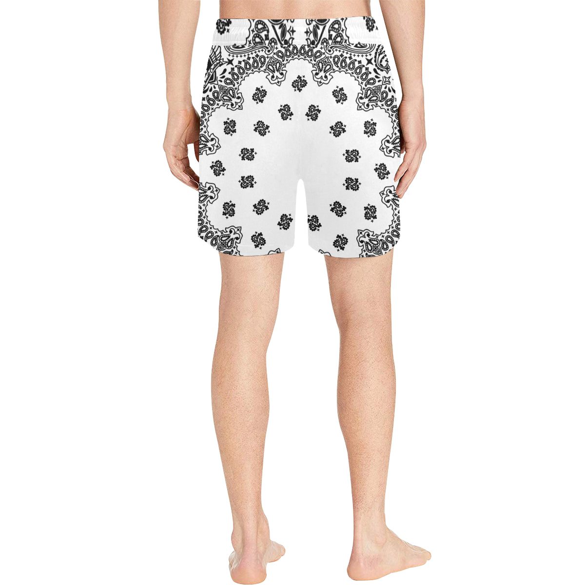 BANDANA WHT Men's Mid-Length Swim Shorts