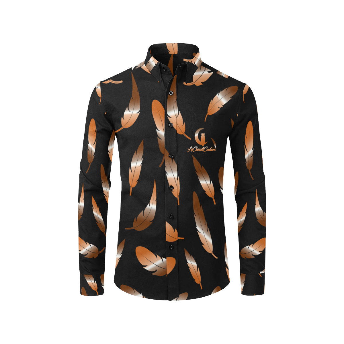 FEATHER COLOR BLCC Men's All Over Print Casual Dress Shirt