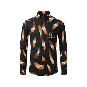 FEATHER COLOR BLCC Men's All Over Print Casual Dress Shirt