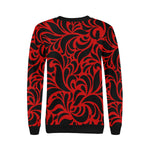 GORGIOUS LEAF RED Women's Rib Cuff Crew Neck Sweatshirt