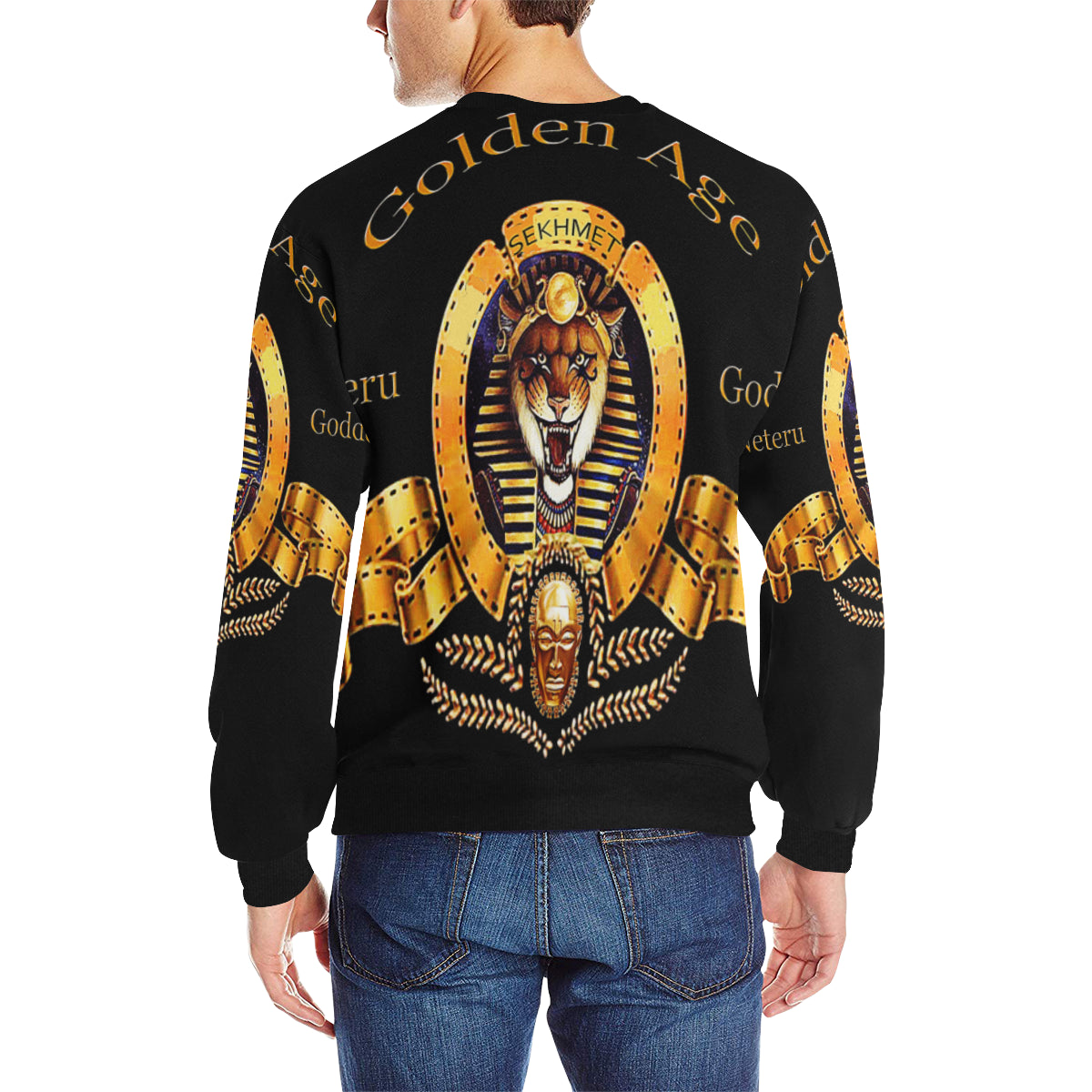 SEKHMET GODDESS B Men's Rib Cuff Crew Neck Sweatshirt