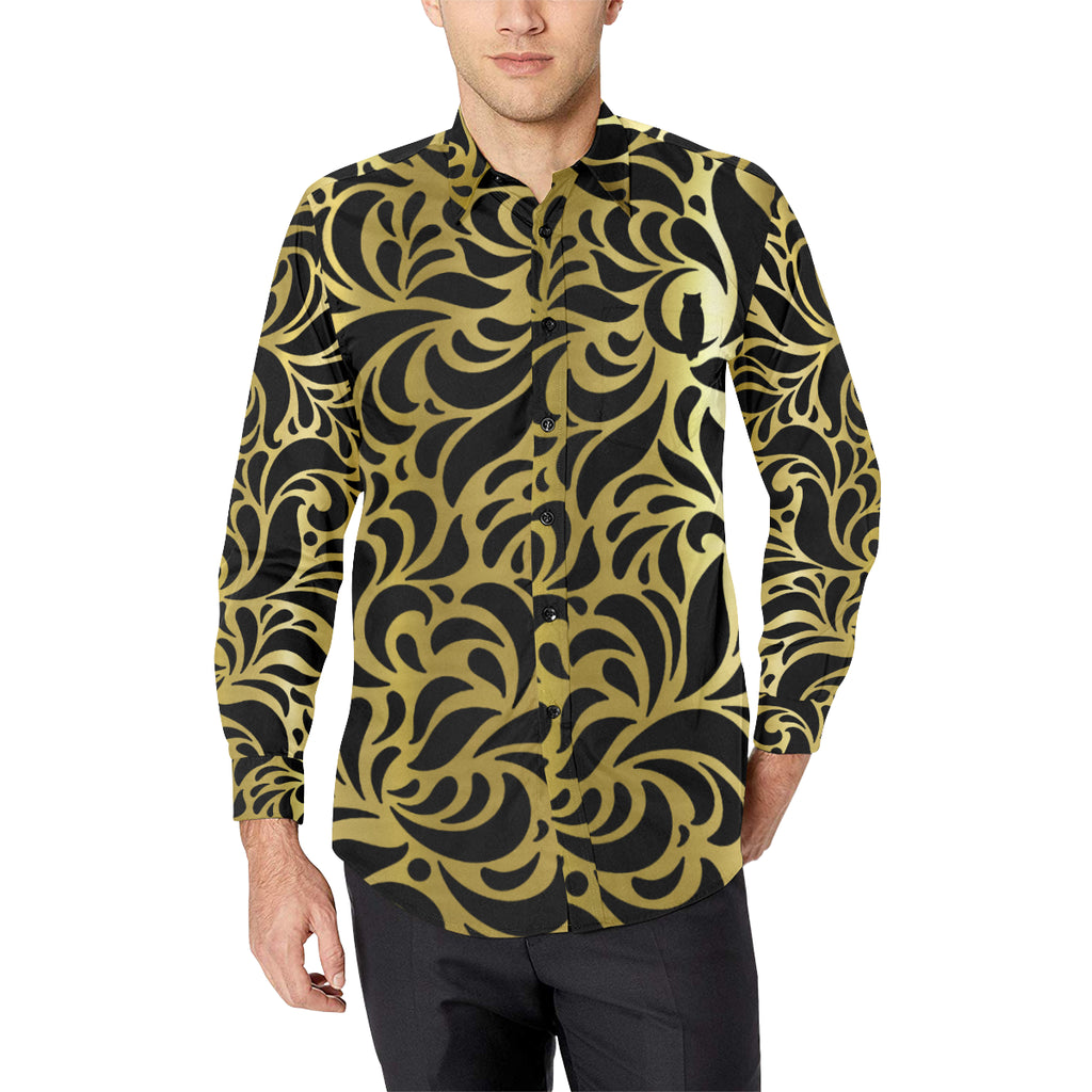 GORGEOUS GOLD Men's All Over Print Casual Dress Shirt