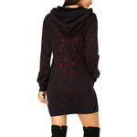 HIEROGLYH RED All Over Print Hoodie Mini Dress