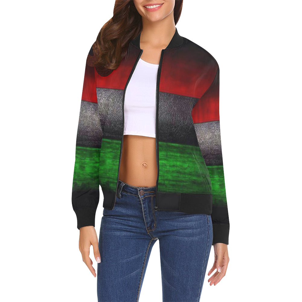 RBG GRUNGE All Over Print Bomber Jacket for Women (Model H19)