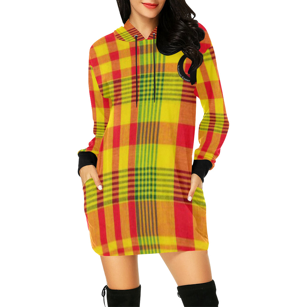 MADRAS All Over Print Hoodie Mini Dress