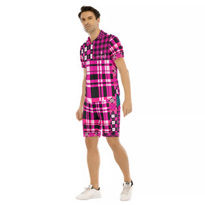FLEXIN PLAID PRPLE Men's Short Sleeve Shirt Sets