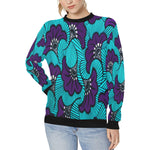 AFRIKA FLOWER Women's Rib Cuff Crew Neck Sweatshirt