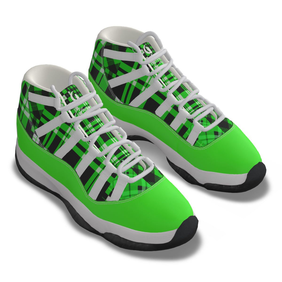 FLEXIN PLAID GREEN Men's High Top Basketball Shoes
