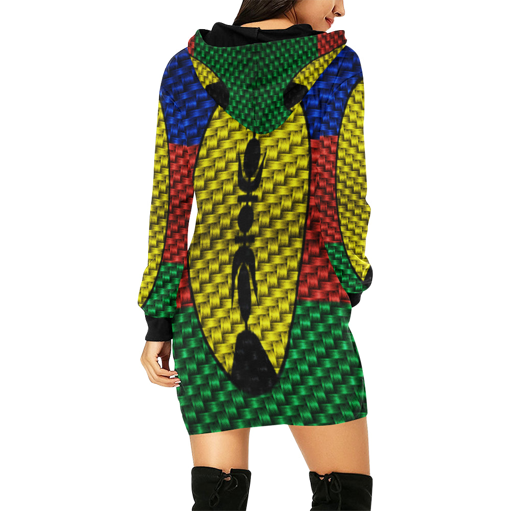 NOUVELLE CALEDONIE FLAG All Over Print Hoodie Mini Dress