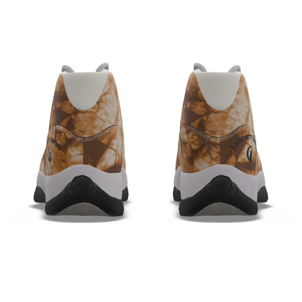 TIE DYE BROWN Men's High Top Basketball Shoes