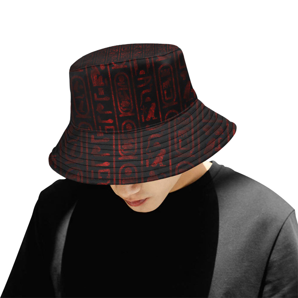 HOTEP HIERO RED All Over Print Bucket Hat for Men