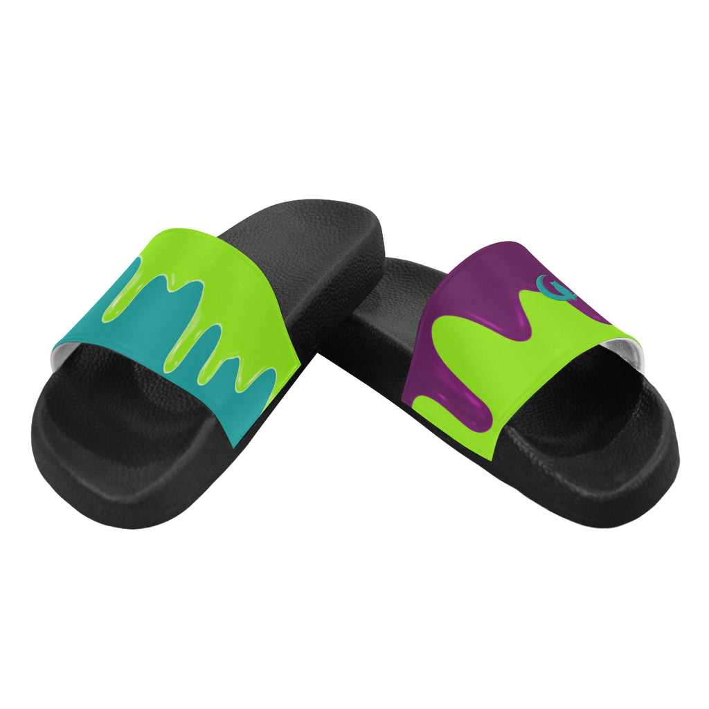 PURPLE DRIPPIN Men's Slide Sandals (Model 057)
