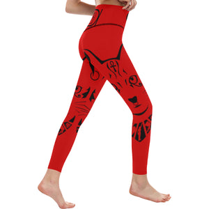 BASTET RED  High-Waisted Leggings