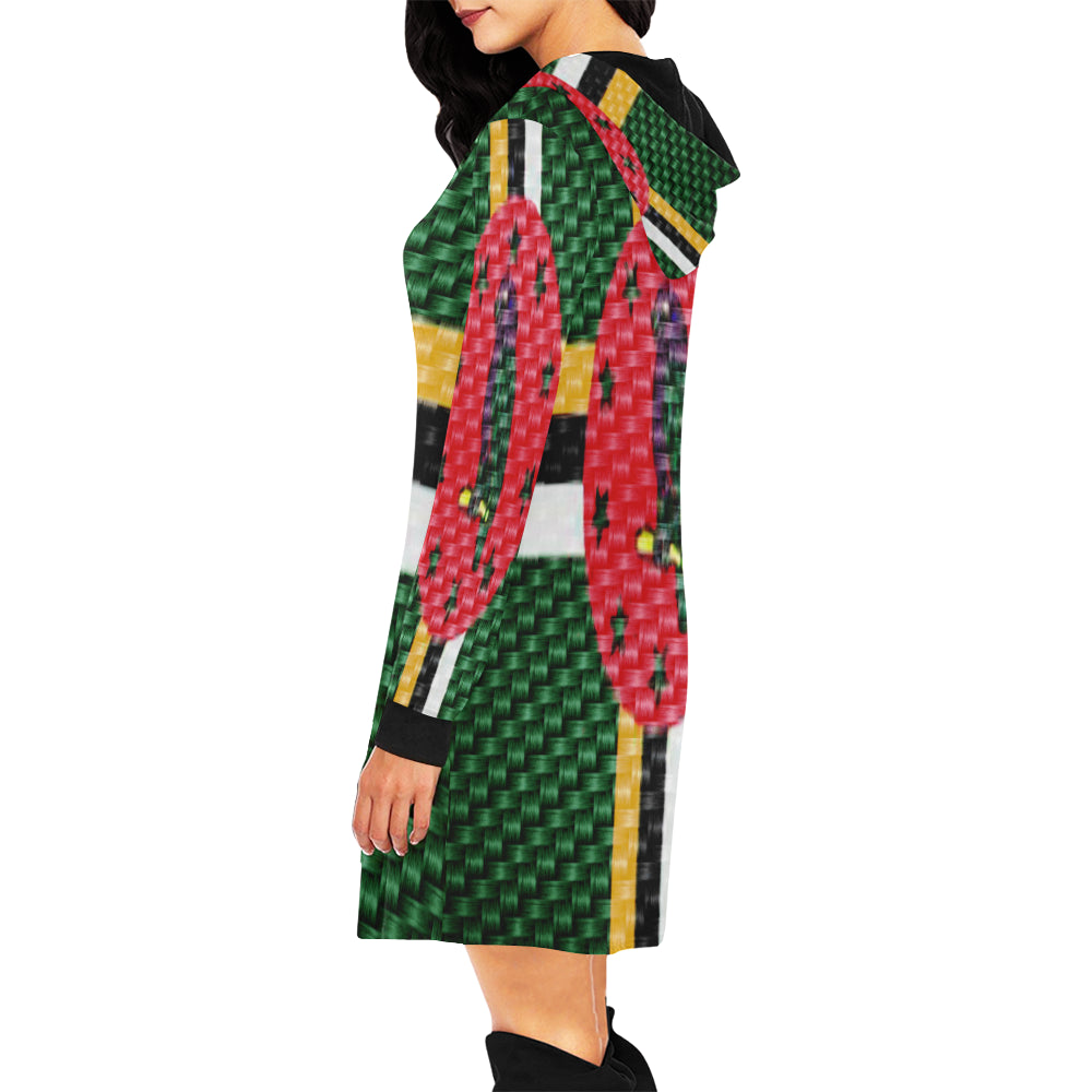 DOMINICA FLAG All Over Print Hoodie Mini Dress