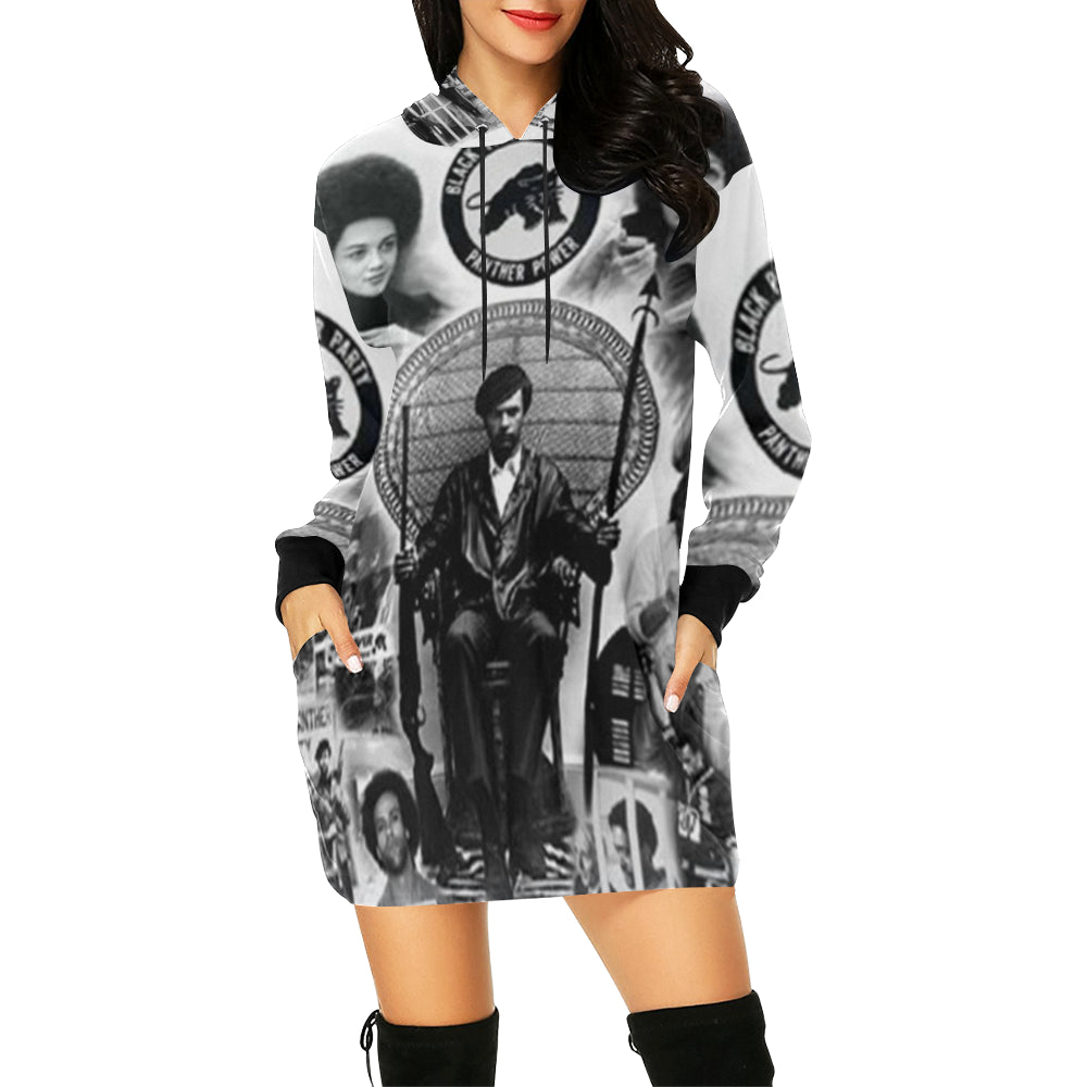 BLACK PANTHER PARTY All Over Print Hoodie Mini Dress