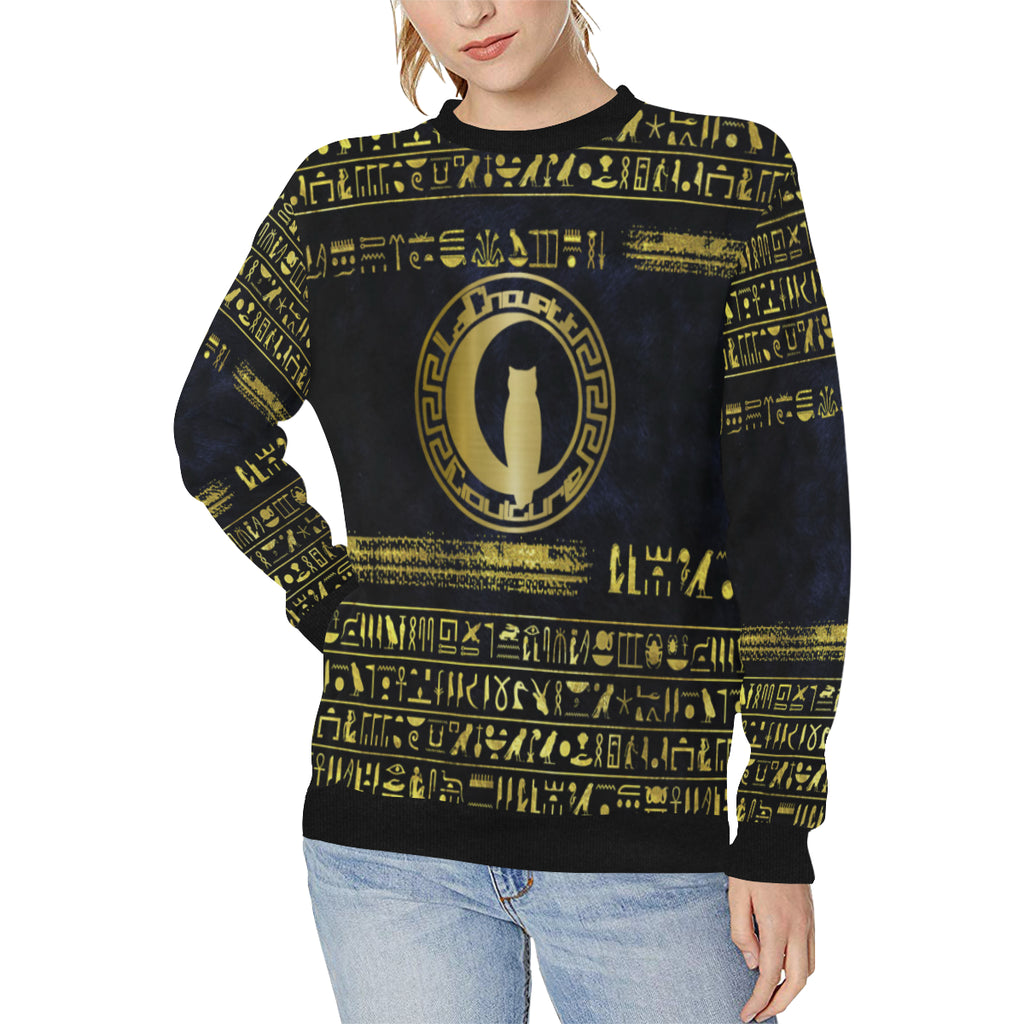HIEROGLYPH DELUXE Women's Rib Cuff Crew Neck Sweatshirt