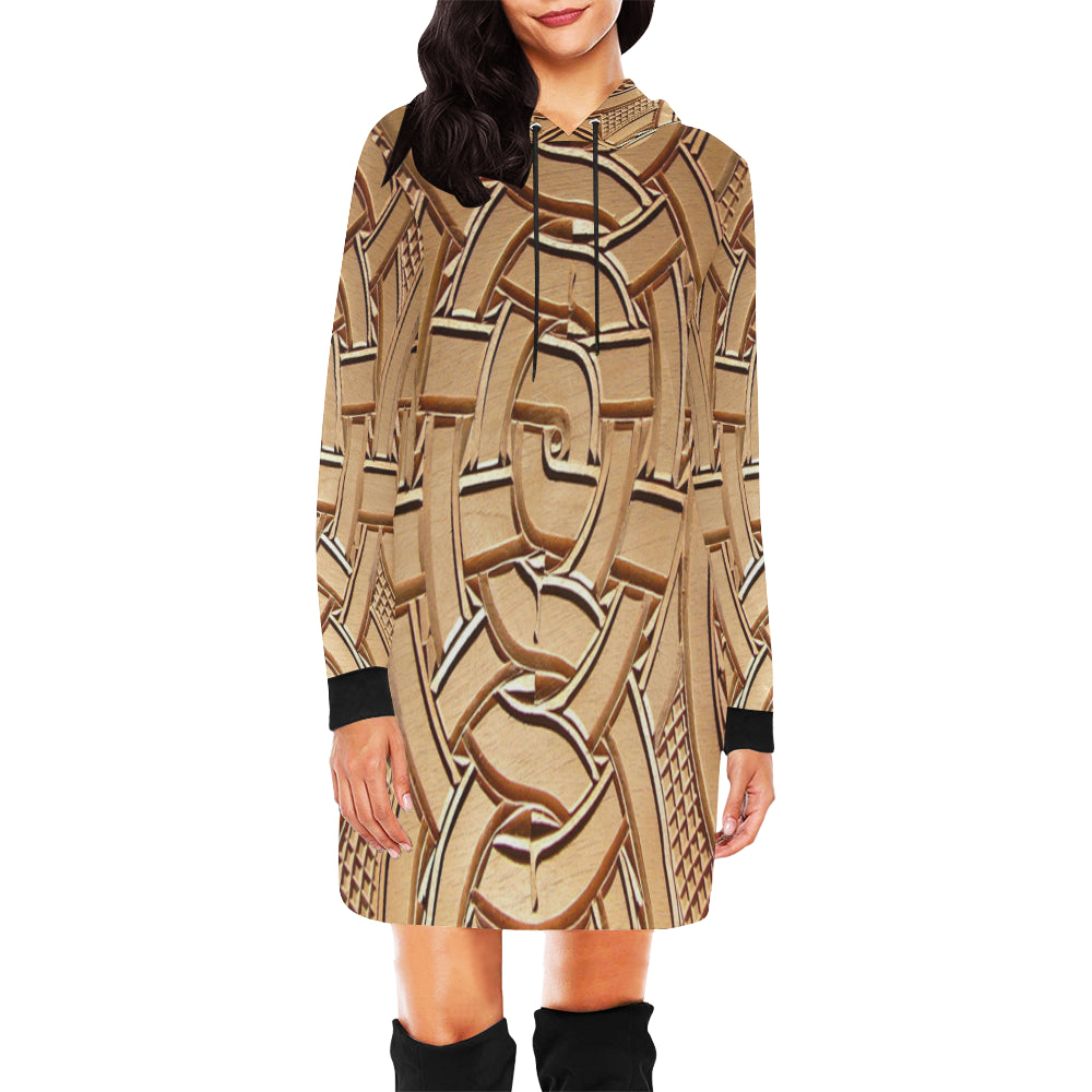 TEMBE ART WOOD All Over Print Hoodie Mini Dress
