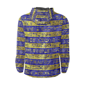 HIEROGLYPH GOLDEN BLUE All Over Print Windbreaker for Unisex