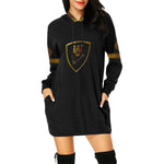 ATEF SHIELD All Over Print Hoodie Mini Dress