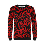 GORGIOUS LEAF RED Women's Rib Cuff Crew Neck Sweatshirt