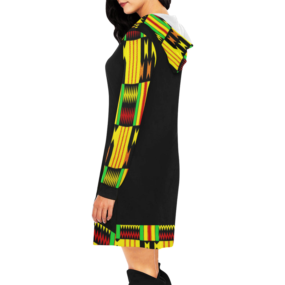 KENTE RASTA All Over Print Hoodie Mini Dress