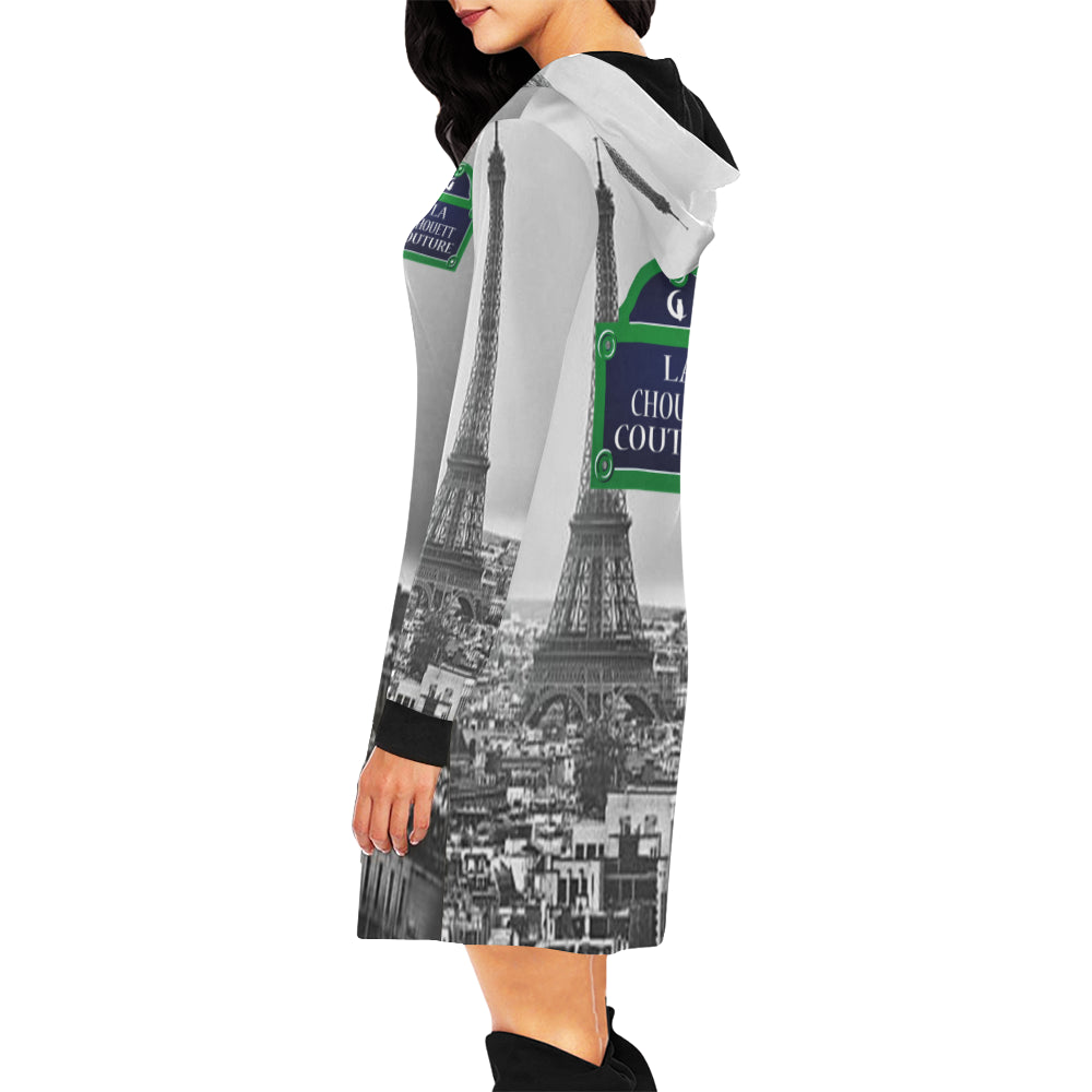 RUE DE PARIS All Over Print Hoodie Mini Dress (Model H27)